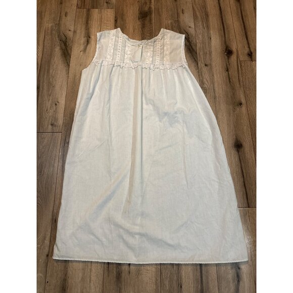 Vintage Gilead Lingerie Nightgown 1X Blue Lace Trim Sleeveless 50% Polyester 50% - Picture 5 of 9